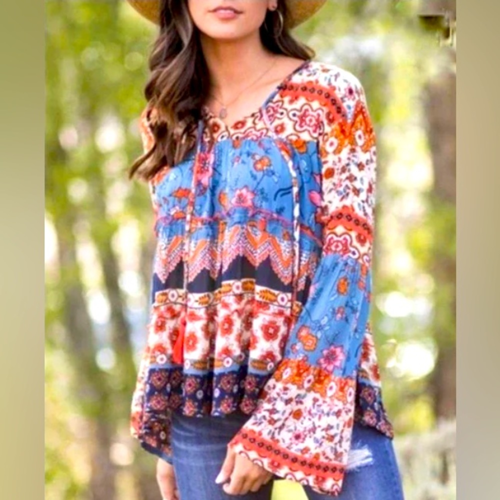 RAGA Floral Bohemian Sun Daze Blouse